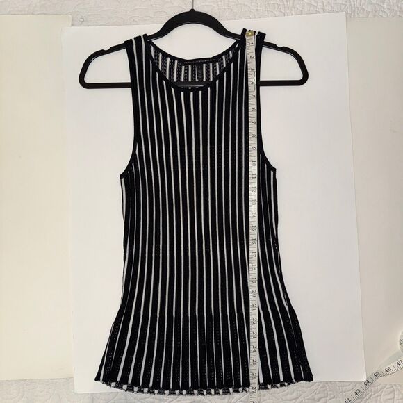 White House Black Market Striped Peplum Sweater Tank Sleeveless Rib Knit Top S - Picture 8 of 11